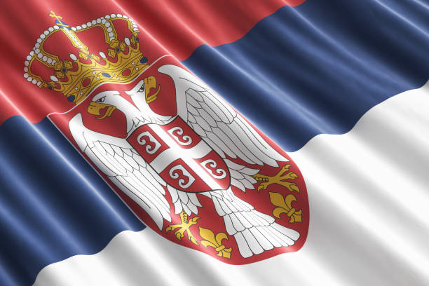 Serbian flag background, 3D rendering